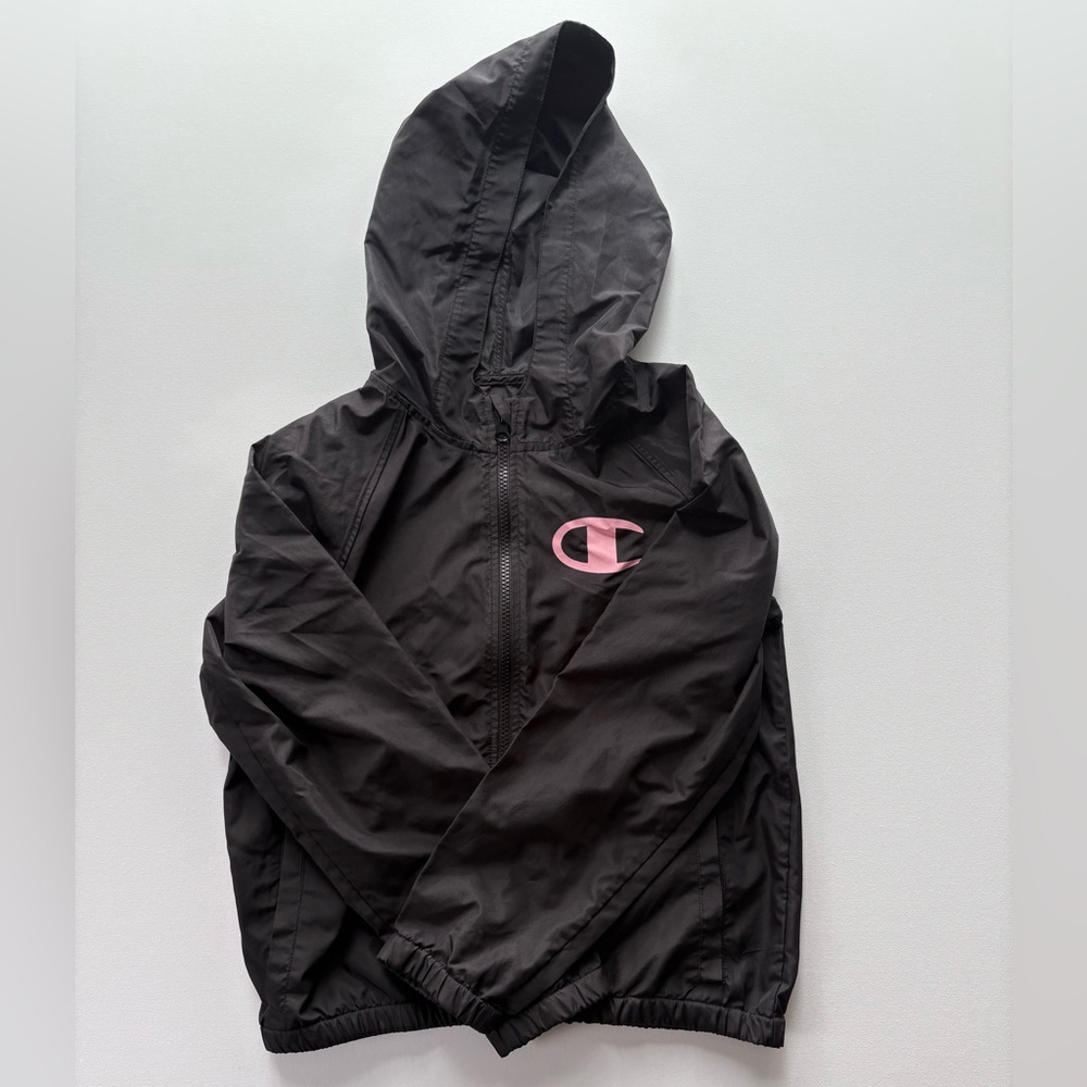 Champion Girl's Black Hooded Full Zip Jacket, size large